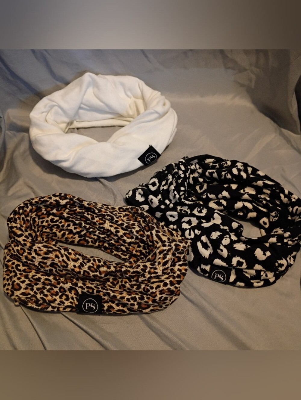 Seamless Headband Trio – White, Black/White Animal, Leopard
